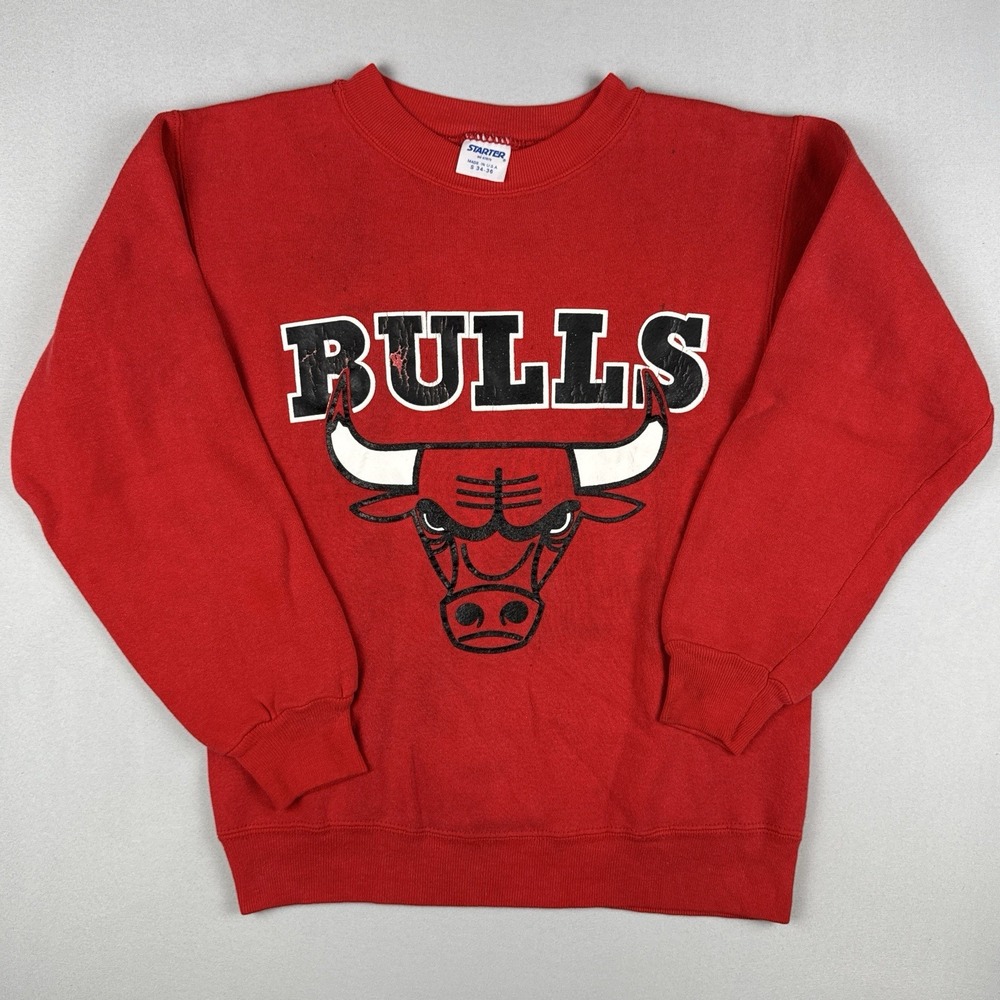 Vintage 90s Starter Chicago Bulls Crewneck Sweatshirt USA Made NBA Adult S